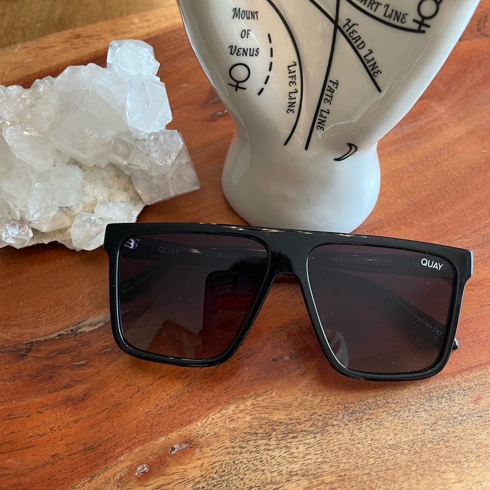 Quay Black Square Sunglasses Nightfall Split
